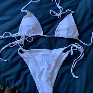 White High Leg String Bikini